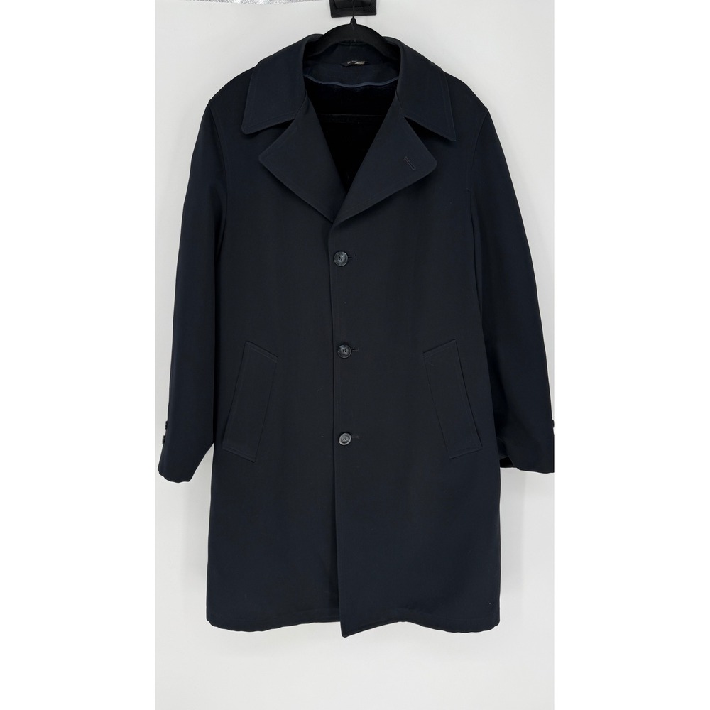VINTAGE JUILLIARD NAVY‎ BLUE TRENCH COAT REMOVABLE FLEECE LINER